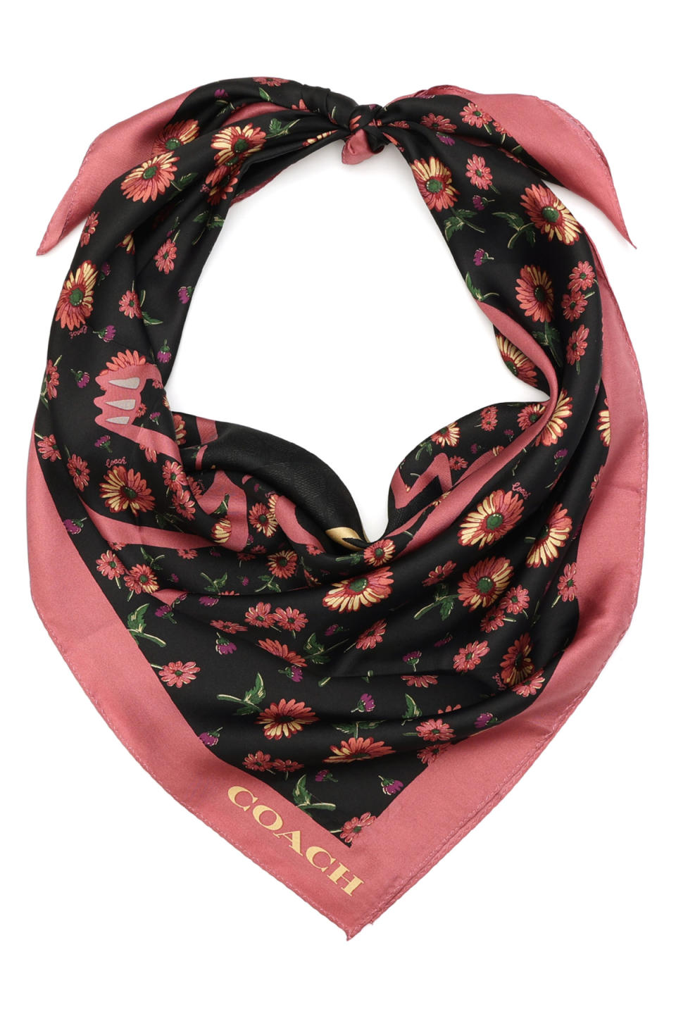 COACH Grunge Floral Rexy Square Silk Scarf 