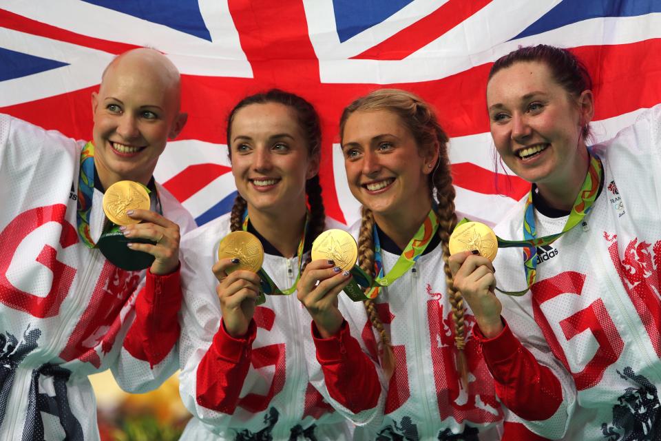 Laura Kenny and her team-mates Joanna Rowsell Shand, Elinor Barker, Katie Archibald set the world record at the Rio Games in 2016 (David Davies/PA) (PA Archive)