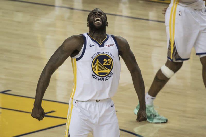 Golden State Warriors forward Draymond Green could face league discipline for his involvement in a scuffle with Minnesota Timberwolves players Tuesday in San Francisco. File Photo by Terry Schmitt/UPI
