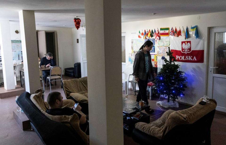 Antropov walks around the hostel he was temporarily staying at in Tbilisi (Reuters)