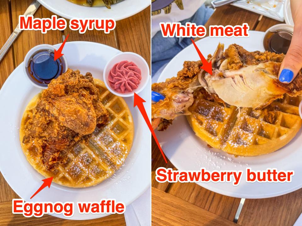 Melba's fried chicken and eggnog waffles