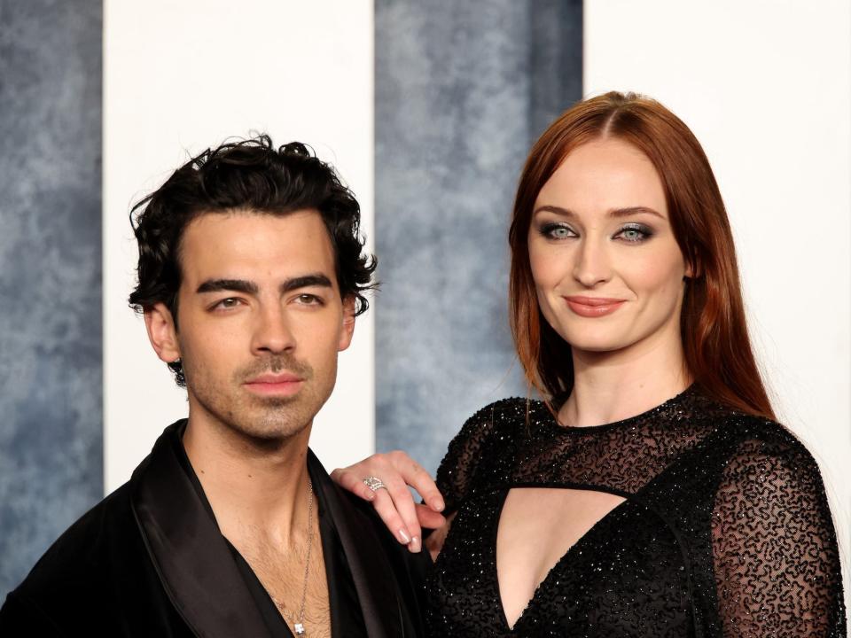 Joe Jonas and Sophie Turner attend the 2023 Vanity Fair Oscar Party hosted by Radhika Jones at Wallis Annenberg Center for the Performing Arts on March 12, 2023 in Beverly Hills, California.