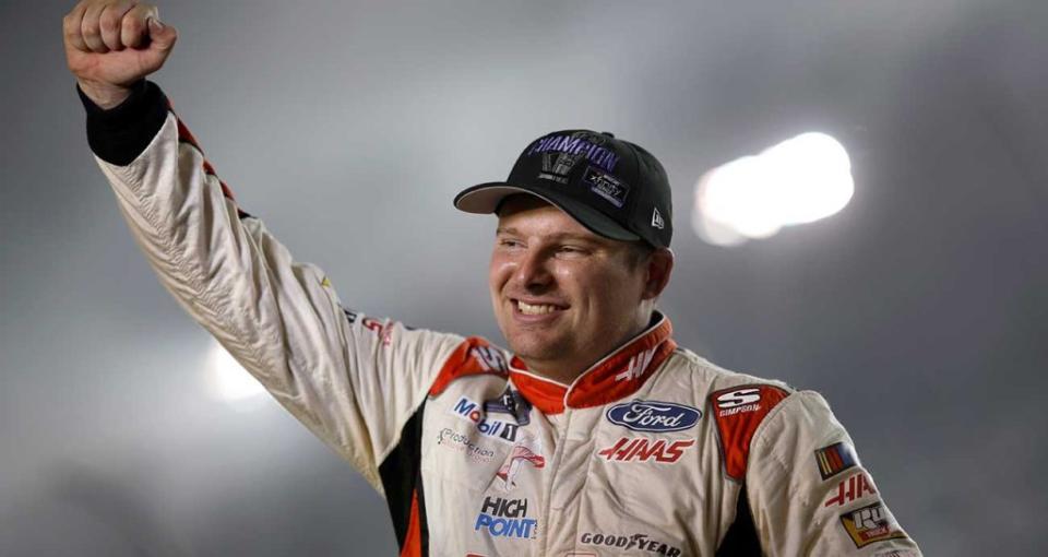 Cole Custer celebrates his first Xfinity Series championship in the season finale at Phoenix Raceway