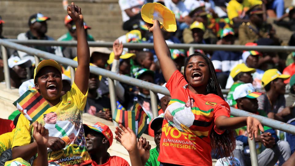 Mnangagwa's supporters cheer before his inauguration in Harare. - Philimon Bulawayo/Reuters
