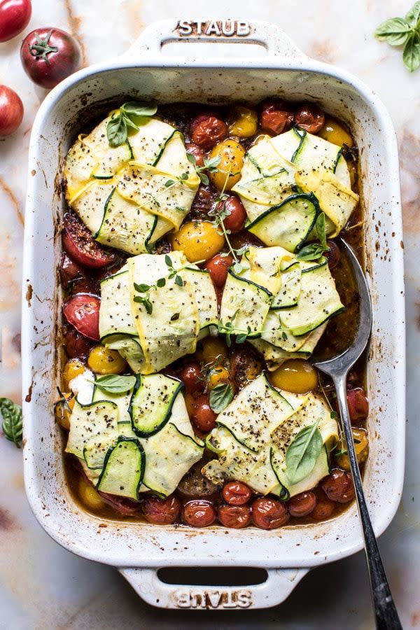 Three Cheese Zucchini Ravioli With Roasted Tomato Basil Sauce