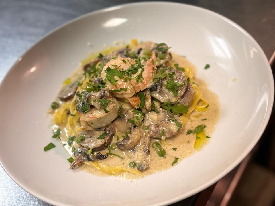 Osteria Capri's fettuccine mare e onti is a tasting menu entree option.