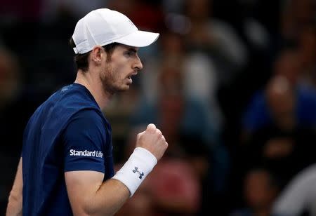 Tennis - Paris Masters tennis tournament third round - Lucas Pouille of France v Andy Murray of Britain - Paris, France - 3/11/2016 - Andy Murray of Britain reacts. REUTERS/Gonzalo Fuentes