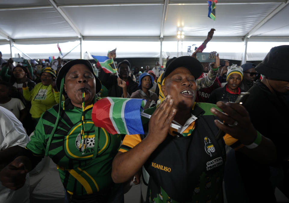 People attend Freedom Day celebrations in Pretoria, South Africa, Saturday April 27, 2024. The day marks April 27 when the country held pivotal first democratic election in 1994 that announced the official end of the racial segregation and oppression of apartheid. (AP Photo/Themba Hadebe)