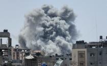 Smoke rises following an Israeli strike in Jabalia refugee camp