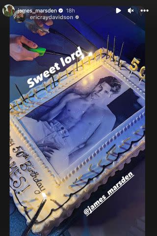 <p>James Marsden/ Instagram</p> James Marsden's 50th birthday cake