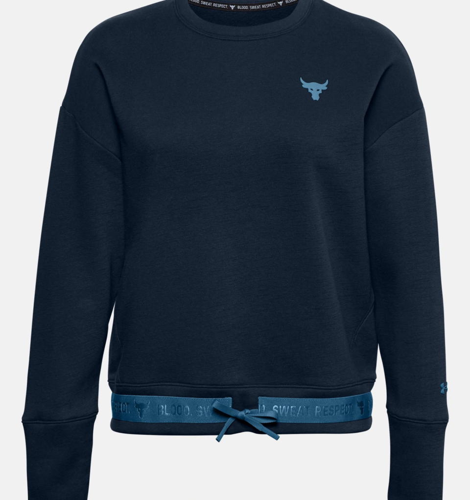 Women's Project Rock Charged Cotton Fleece Crew. Image via Under Armour.