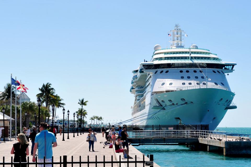 Royal Caribbean's Brilliance of the Seas cruise ship in the Port of Key West in Key West, Florida.