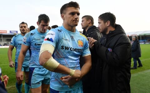 A dejected Henry Slade walks off the pitch - Credit: Getty Images