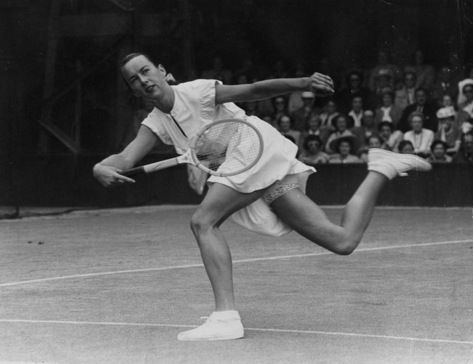 Gertrude Moran wears lace underwear during match (Getty Images)