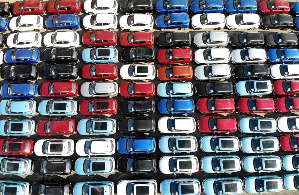 LIANYUNGANG, CHINA - MARCH 4, 2020 - A large ocean ro ro ship loads more than 800 domestic cars at the wharf and exports them to the UK. Lianyungang City, Jiangsu Province, China, March 4, 2020. (Photo by Wang Chun / Costfoto/Sipa USA)