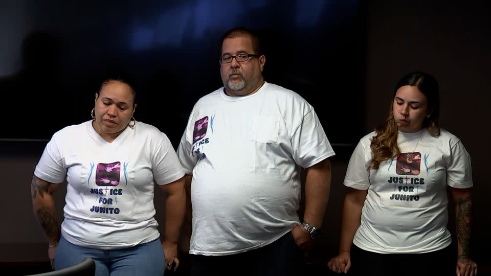 The family of Eddie Irizarry spoke to reporters on August 22 about the video from a private resident that tells a very different story from the police. - KYW