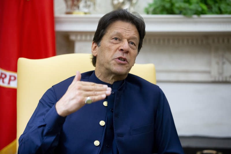 Pakistan's PTI party is led by imprisoned former prime minister Imran Khan, who delivered a victory speech Saturday generated using artificial intelligence. File Photo by Michael Reynolds/UPI