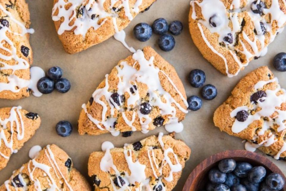 <p>The Roasted Root</p><p>Blueberry Almond Flour Scones made grain-free, dairy-free, refined sugar-free and paleo friendly. This easy scone recipe requires zero baking experience and turns out with perfect texture!</p><p><strong>Get the recipe: <a href="https://www.theroastedroot.net/blueberry-almond-flour-scones/" rel="nofollow noopener" target="_blank" data-ylk="slk:Blueberry Almond Flour Scones;elm:context_link;itc:0;sec:content-canvas" class="link ">Blueberry Almond Flour Scones</a></strong></p>