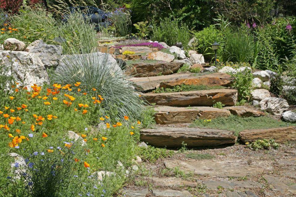 colorful garden stairs