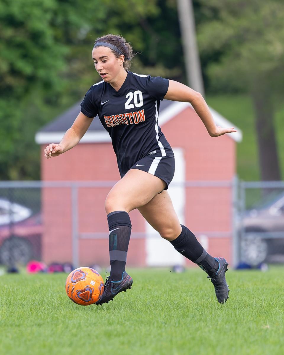 Lauren Carrico scored one of Brighton's goals in a 3-2 loss to South Lyon in a first-round district soccer game.