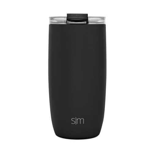 Simple Modern Travel Coffee Mug Tumbler with Flip Lid | Reusable Insulated Stainless Steel Cold Brew Iced Coffee Cup Thermos | Gifts for Women Men Him Her | Voyager Collection | 16oz | Midnight Black (AMAZON)