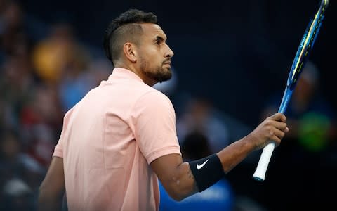 Kyrgios acknowledges the crowd after winning a point - Credit: GETTY IMAGES