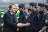 Prime Minister Stefan Lofven arrives at the Stockholm City Hall on April 10, prior to an official ceremony to commemorate the victims of Friday's terror attack