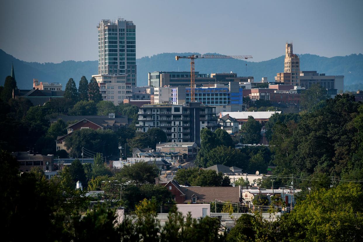 The skyline of the City of Asheville, August 22, 2023.