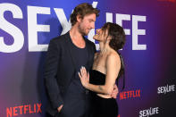 <p>Stars of Netflix's <i>Sex/Life</i> Adam Demos and Sarah Shahi share a loving gaze at a special screening of their show's season 2 on Feb. 23 at the Roma Theater in Los Angeles.</p>