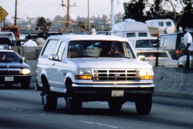 <p>Ted Soqui/Sygma/Getty</p> The white Ford Bronco, driven by Al Cowlings