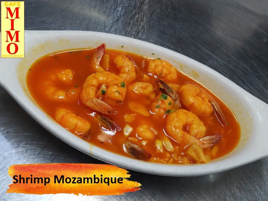 Shrimp Mozambique is part of the dinner for two at  Cafe Mimo.