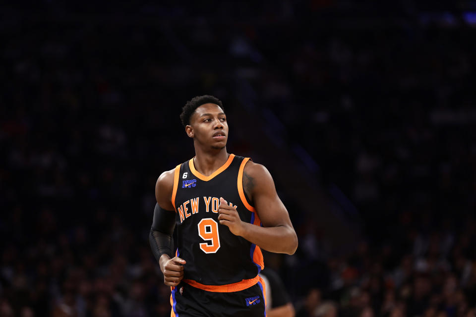 RJ Barrett #9 of the New York Knicks has dwindling fantasy value