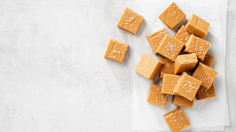 Brown fudge squares on surface