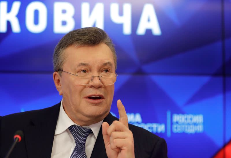 FILE PHOTO: Viktor Yanukovich, the former president of Ukraine speaks during a news conference in Moscow