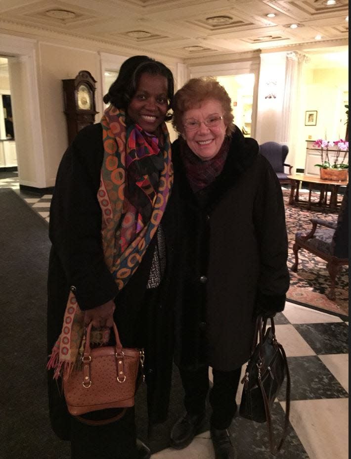 Pamela Banks and her Syosset host mother, the late Jane Perlstein, in New York City in 2015.