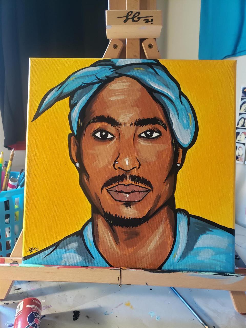 A Siricasso painting of the legendary late rapper Tupac.