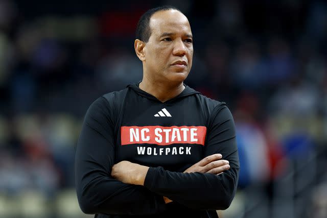 <p>Tim Nwachukwu/Getty</p> Head coach Kevin Keatts of the NC State Wolfpack