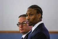 Former Las Vegas Raiders player Henry Ruggs listens in court on Tuesday, May 2, 2023, in Las Vegas. Ruggs told a judge Tuesday he will admit that he drove drunk at speeds up to 156 mph, causing a fiery crash that killed a woman. The plea deal could send the 24-year-old first-round NFL draft pick to state prison for three to 10 years. (AP Photo/Ty O'Neil)