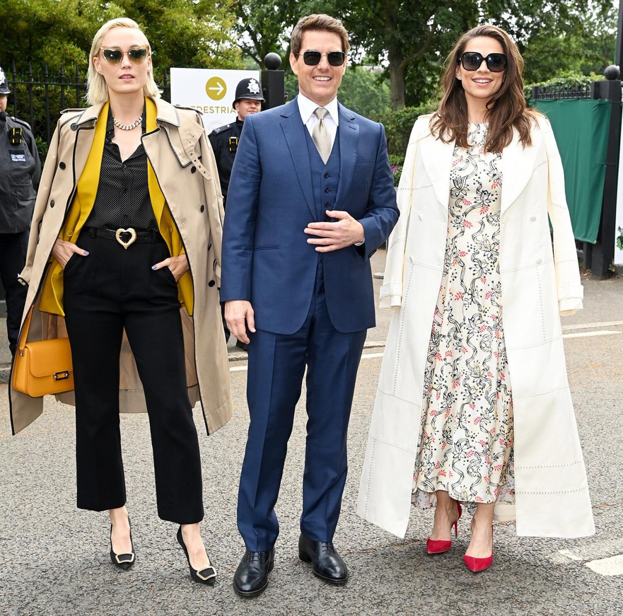 Tom Cruise and Hayley Atwell attend Wimbledon Championships Tennis Tournament at All England Lawn Tennis and Croquet Club on July 10, 2021 in London, England.