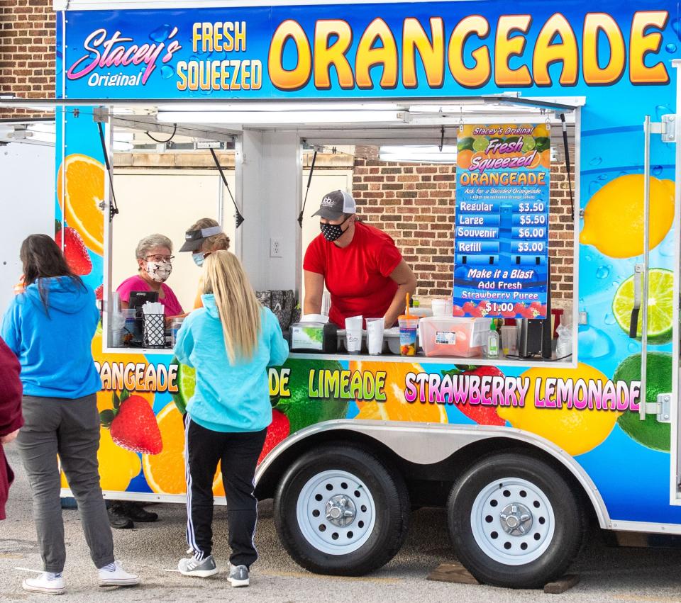 Food trucks sit on the York Fairgrounds offering a wide variety of refreshments and tasty treats during the York State Fair Food Festival in 2020.