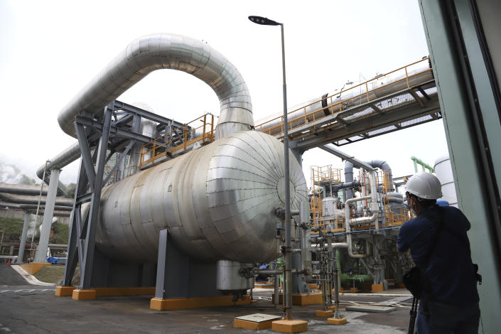 The cooling systems at El Salvador’s La Geo Geothermal Power Plant.