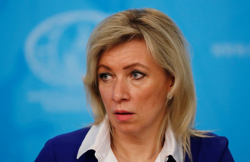 FILE PHOTO: Russia's Foreign Ministry spokeswoman Maria Zakharova attends the annual news conference of the acting Foreign Minister Sergei Lavrov in Moscow