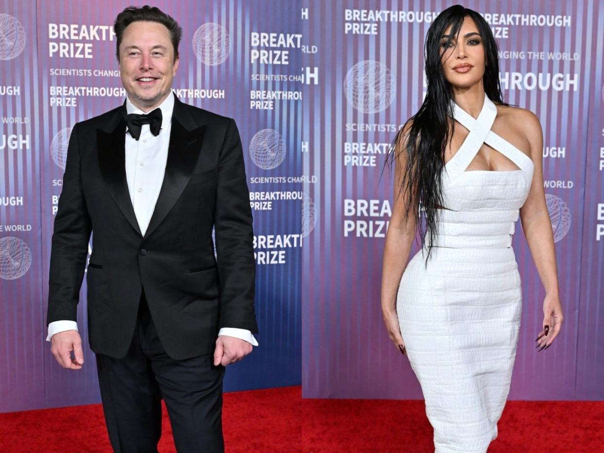 Elon Musk and Kim Kardashian attend the 2024 Breakthrough Prize Awards.