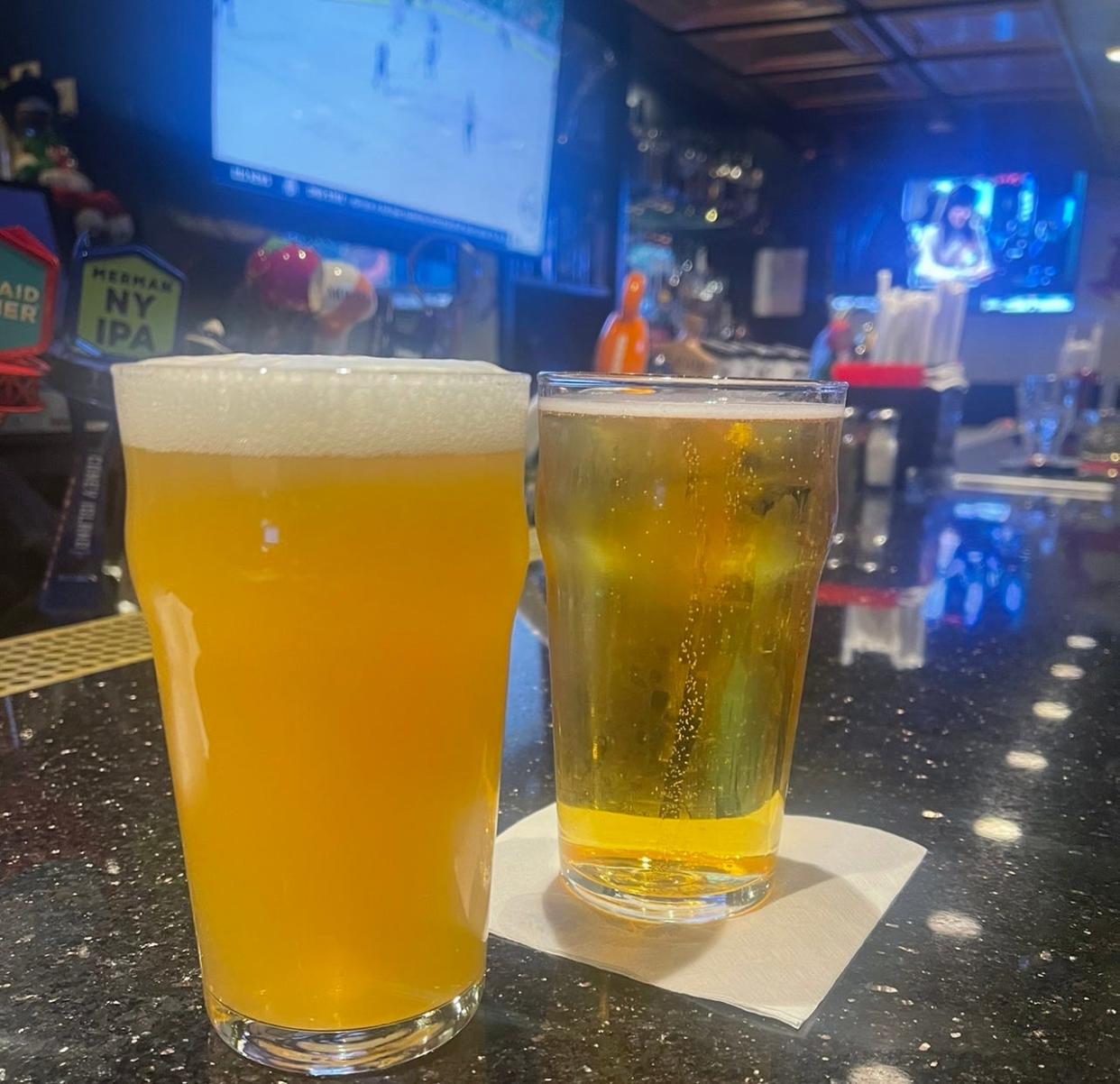 Reilly's Lager (back) and IPA (front) from Reilly's Plates and Pours in New York City.