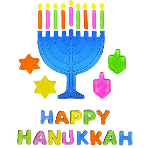 Hanukkah Window Gel Clings Menorah and Dreidel Decoration Hanukkah Decoration - Happy Hanukkah (Single)