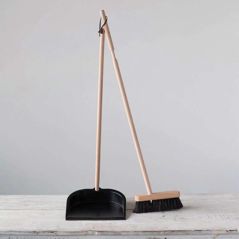 1) Creative Co-Op Broom & Standing Dustpans