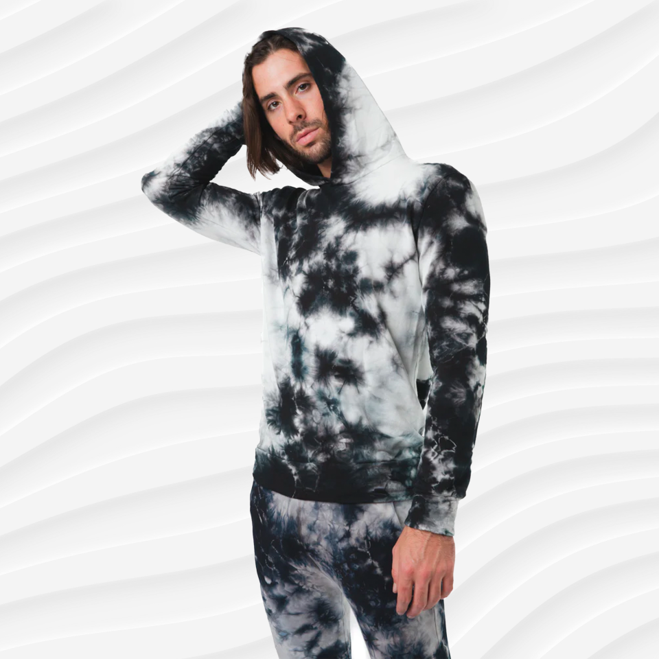 the softwear mens tie dye hoodie in black and white