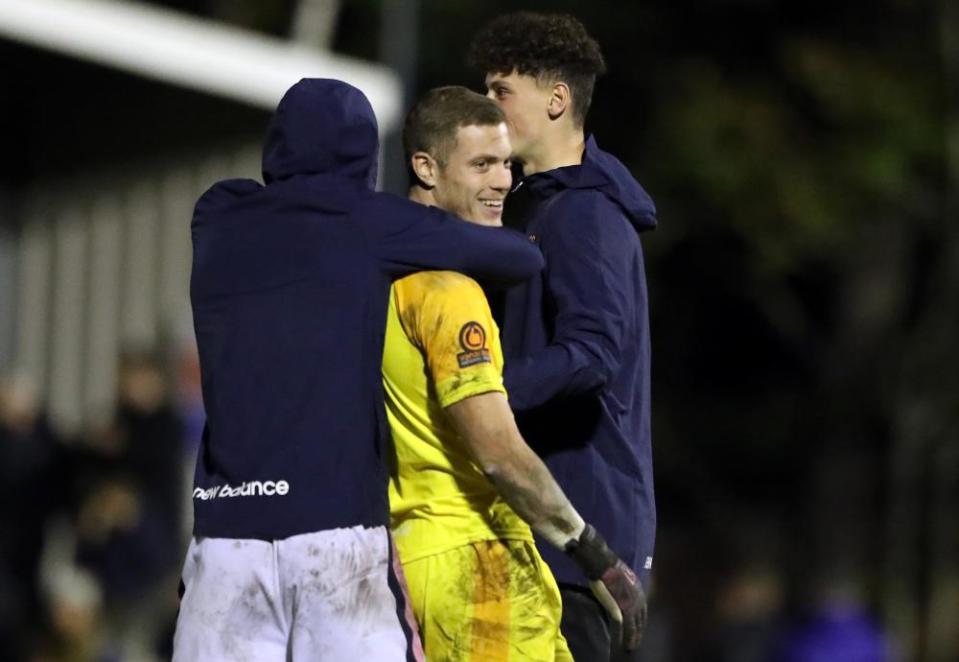 Happy days for the Hamlet after their FA Cup qualifying win at Christchurch on Tuesday night.