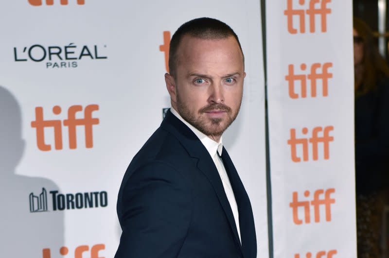 Aaron Paul arrives at the premiere of "American Woman" at the Princess of Wales Theatre during the Toronto International Film Festival in Toronto on September 9, 2018. The actor turns 44 on August 27. File Photo by Christine Chew/UPI