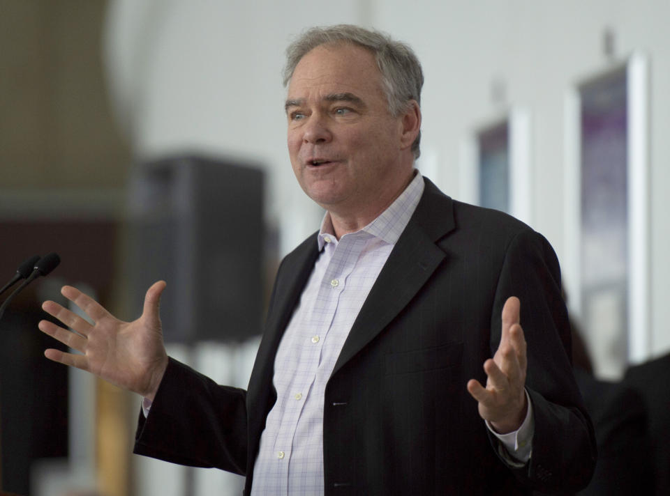 Sen. Tim Kaine (above) has said the bill he and Senate Majority Leader Mitch McConnell introduced would not allow states to preempt other tobacco regulations, but anti-tobacco advocates fear it would allow companies to address their own interests. (Photo: ANDREW CABALLERO-REYNOLDS via Getty Images)